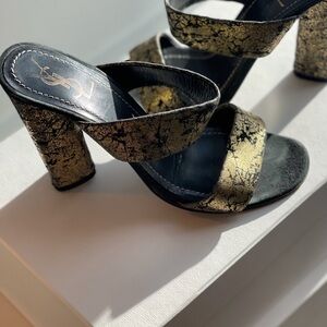 Yves Saint Laurent Black and Gold Heels